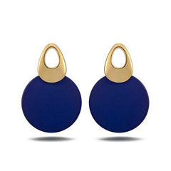 Gold-plated red & blue round earrings