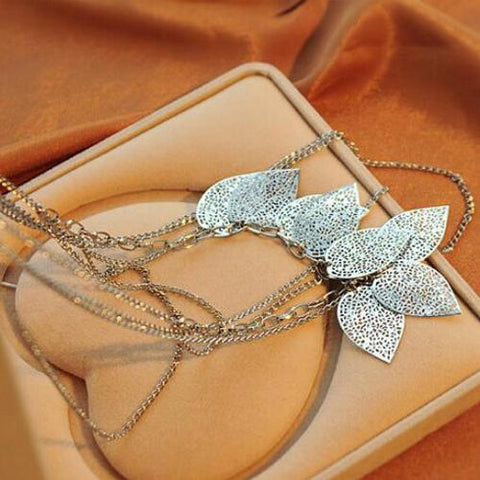 Multilayer Necklace With Leaves