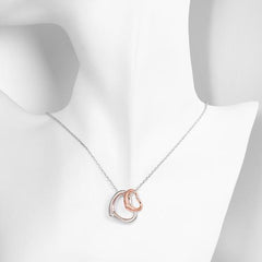 Necklace with heart pendants in white and rose gold