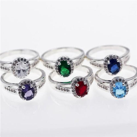 Luxurious silver ring /w multi-colored crystals