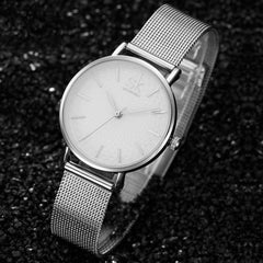 SK super-slim stainless steel wristwatch