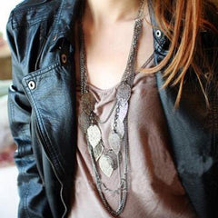 Multilayer Necklace With Leaves