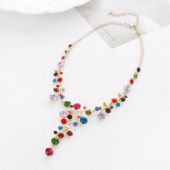 Necklace with multicolored rhinestones