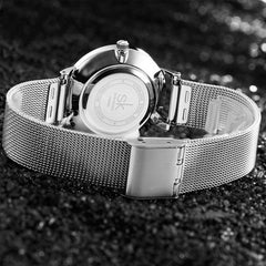 SK super-slim stainless steel wristwatch