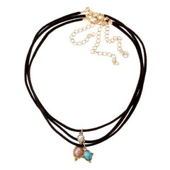 3-in-1 leather choker necklace with pendants