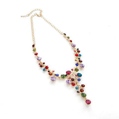 Necklace with multicolored rhinestones