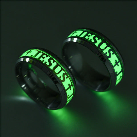 Luminous ring retro character Ring Fashion JESUS Christian ring for women and men