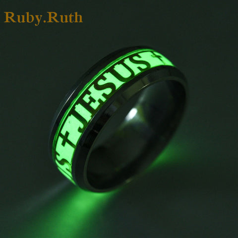 Luminous ring retro character Ring Fashion JESUS Christian ring for women and men